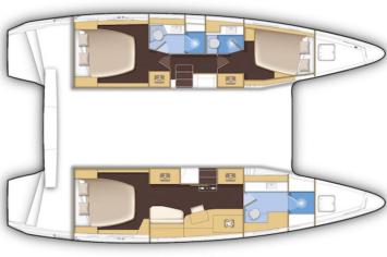 Lagoon 42 OW (3 Kabinen, 3 Bäder, 1 Crewkabine) – Grundriss Grundriss