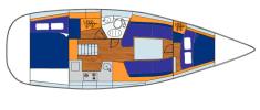 Yachtcharter Sun Odyssey 32 i 2Cab Layout