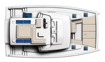 Innenansicht der Bali 4.6 (5 Kabinen, 4 Bäder, 2 Crewkabinen) Innenansicht