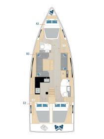 Hanse410-layout Innenansicht
