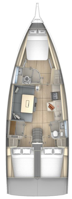 Yachtcharter Dufour41Performance 3cab Tabit layout