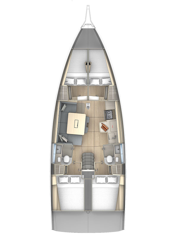 Yachtcharter Dufour41 4cab Anita layout
