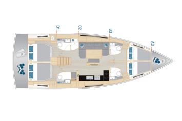 Hanse460-4cab-layout Innenansicht