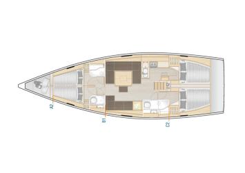 Hanse458-layout Innenansicht