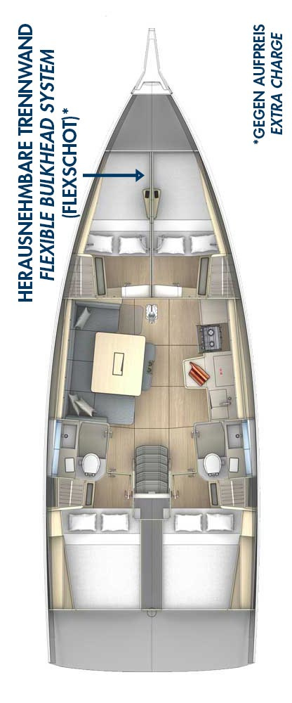 Yachtcharter Dufour41Performance 4cab Vojvotkinja layout