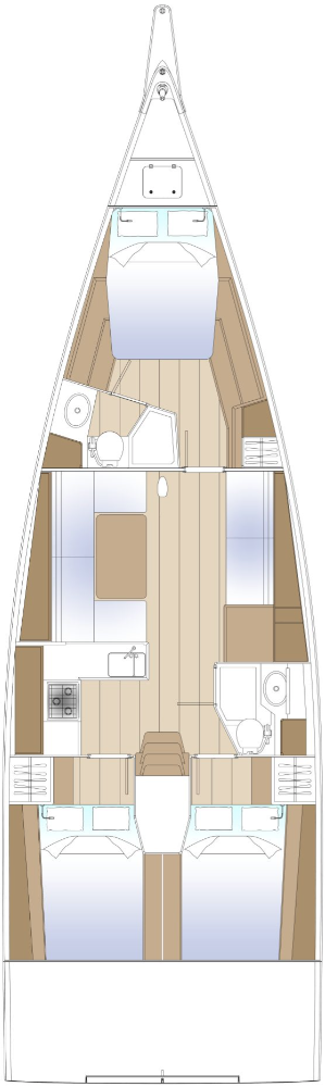 Yachtcharter Solaris44 3cab Felice layout