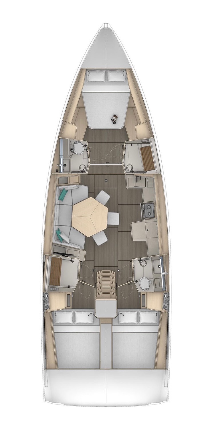 Yachtcharter Dufour44 3cab Amaco layout