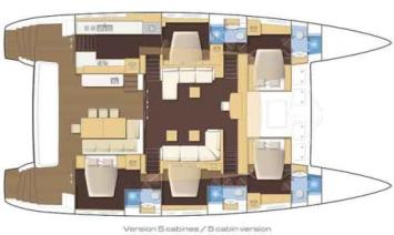 Lagoon 570 (5 Kabinen, 5 Bäder) – Grundriss Grundriss
