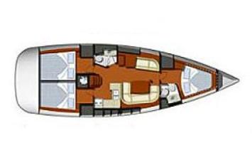 Grundriss der Sun Odyssey 42i (3 Kabinen, 2 Bäder) Grundriss